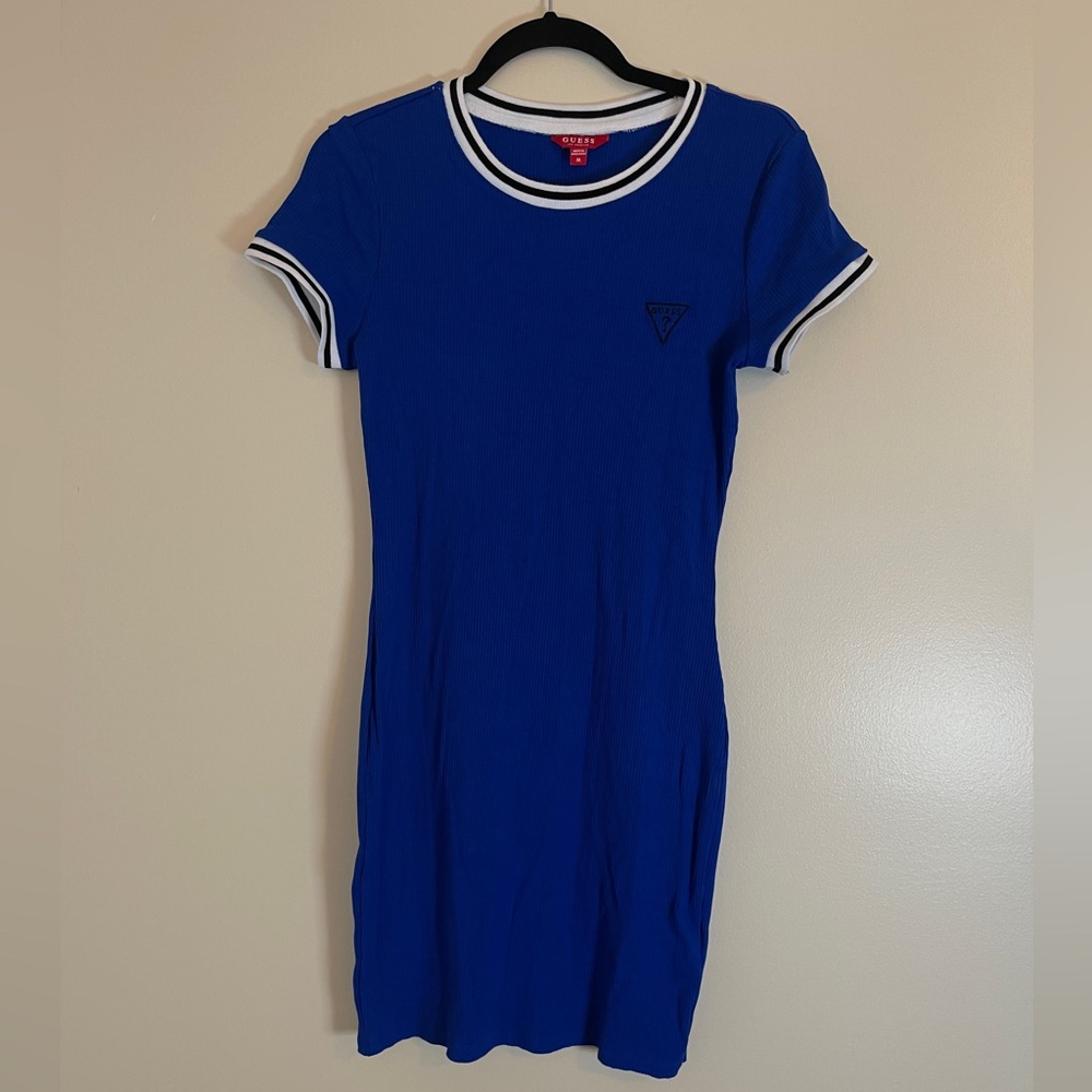 Guess Womens Dress Size Medium Blue Ribbed Contrast Sporty Mini Y2K